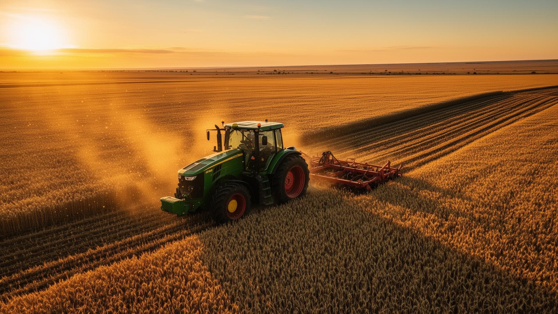 Maquinaria agrícola en campo argentino